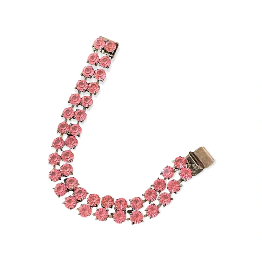 Vintage pink crystal bracelet - Picture 2 of 7